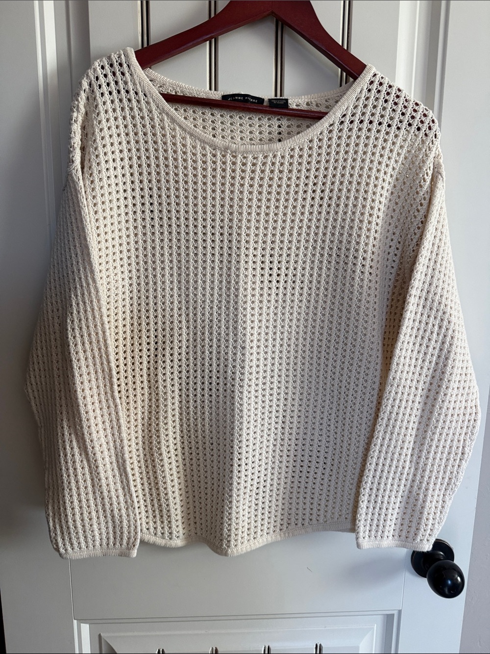 Open-Weave Cream Knit Pullover